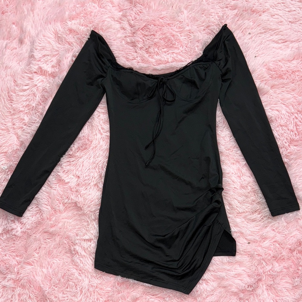 Black Womens Mini Dress with Slit